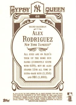 2012 Topps Gypsy Queen #68 Alex Rodriguez Back