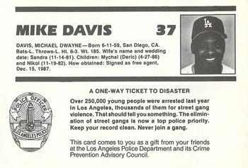 1988 Los Angeles Dodgers Police #NNO Mike Davis Back
