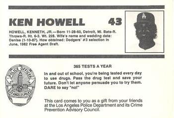 1988 Los Angeles Dodgers Police #NNO Ken Howell Back
