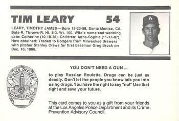 1988 Los Angeles Dodgers Police #NNO Tim Leary Back
