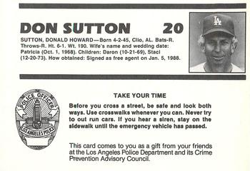1988 Los Angeles Dodgers Police #NNO Don Sutton Back