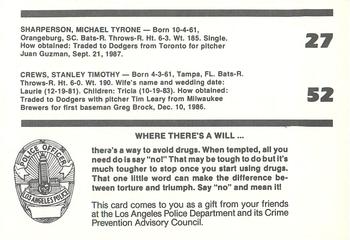 1988 Los Angeles Dodgers Police #NNO Mike Sharperson / Tim Crews Back