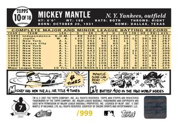 2006 Topps eTopps Mickey Mantle #10 Mickey Mantle 1961 Back