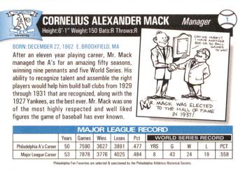 1998 Philadelphia Athletics Historical Society Fan Favorites #1 Connie Mack Back