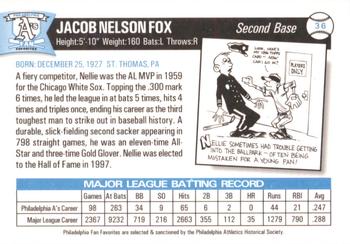 1998 Philadelphia Athletics Historical Society Fan Favorites #36 Nellie Fox Back