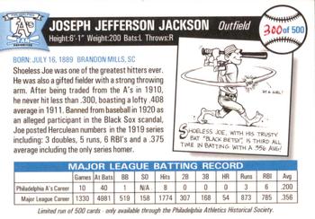 1998 Philadelphia Athletics Historical Society Fan Favorites #NNO Shoeless Joe Jackson Back