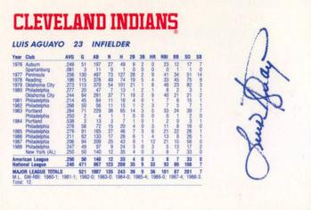 1989 Cleveland Indians The Tribe #1 Luis Aguayo Back