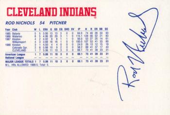 1989 Cleveland Indians The Tribe #20 Rod Nichols Back