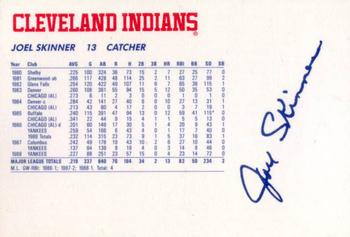 1989 Cleveland Indians The Tribe #23 Joel Skinner Back