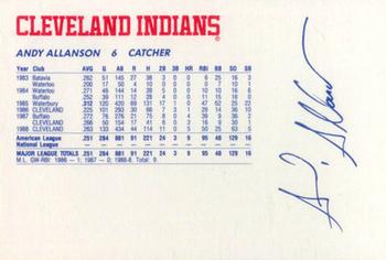 1989 Cleveland Indians The Tribe #2 Andy Allanson Back