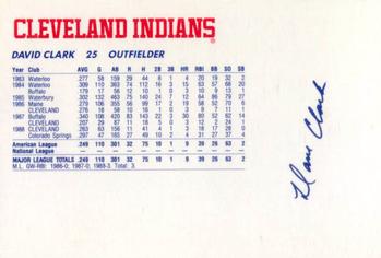 1989 Cleveland Indians The Tribe #9 Dave Clark Back
