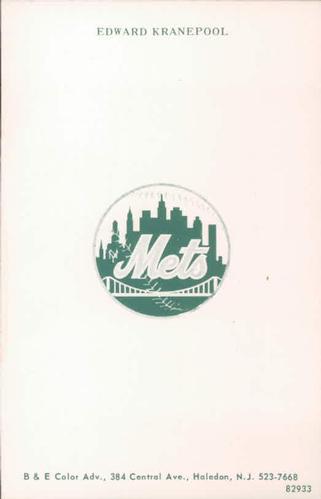 1966 B&E Color Advertising New York Mets #NNO Edward Kranepool Back