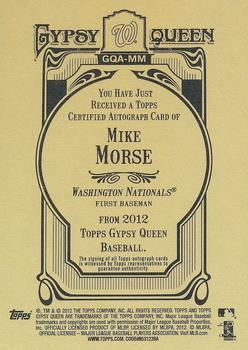2012 Topps Gypsy Queen - Autographs #GQA-MM Mike Morse Back