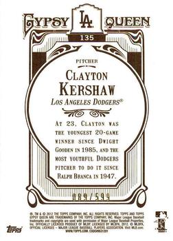 2012 Topps Gypsy Queen - Framed Blue #135 Clayton Kershaw  Back