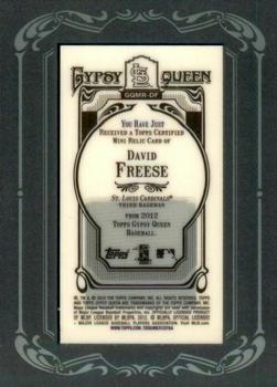 2012 Topps Gypsy Queen - Framed Mini Relics #GQMR-DF David Freese  Back