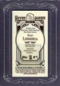 2012 Topps Gypsy Queen - Framed Mini Relics #GQMR-EL Evan Longoria  Back