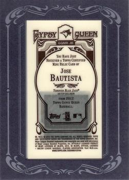 2012 Topps Gypsy Queen - Framed Mini Relics #GQMR-JB Jose Bautista  Back