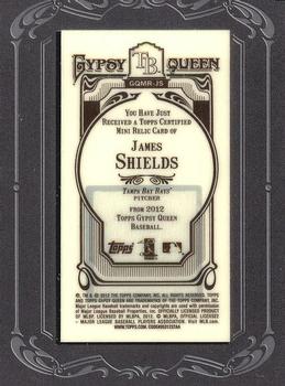 2012 Topps Gypsy Queen - Framed Mini Relics #GQMR-JS James Shields  Back