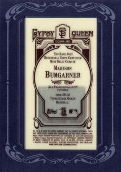 2012 Topps Gypsy Queen - Framed Mini Relics #GQMR-MB Madison Bumgarner  Back