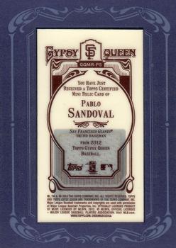 2012 Topps Gypsy Queen - Framed Mini Relics #GQMR-PS Pablo Sandoval  Back