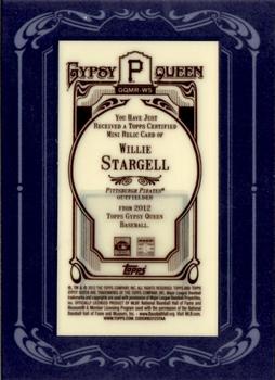 2012 Topps Gypsy Queen - Framed Mini Relics #GQMR-WS Willie Stargell  Back