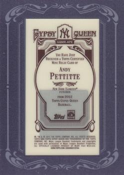 2012 Topps Gypsy Queen - Framed Mini Relics #GQMR-APE Andy Pettitte  Back