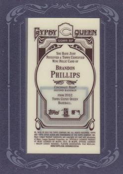 2012 Topps Gypsy Queen - Framed Mini Relics #GQMR-BP Brandon Phillips  Back
