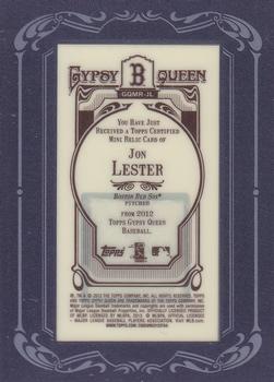2012 Topps Gypsy Queen - Framed Mini Relics #GQMR-JL Jon Lester  Back