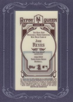 2012 Topps Gypsy Queen - Framed Mini Relics #GQMR-JR Jose Reyes  Back