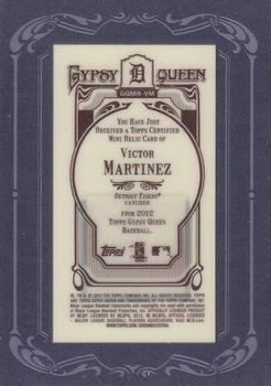 2012 Topps Gypsy Queen - Framed Mini Relics #GQMR-VM Victor Martinez  Back