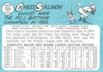 1965 Topps #105 Chico Salmon Back