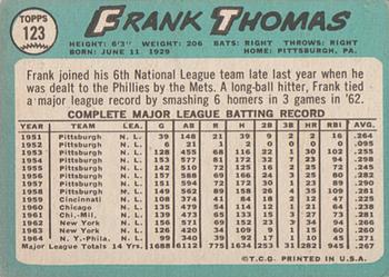 1965 Topps #123 Frank Thomas Back
