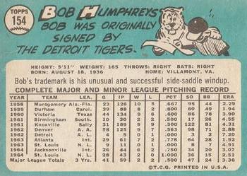 1965 Topps #154 Bob Humphreys Back