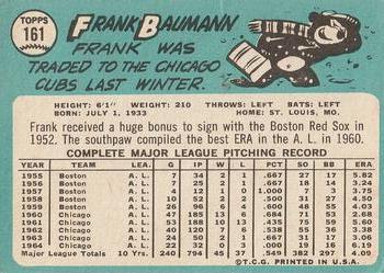 1965 Topps #161 Frank Baumann Back