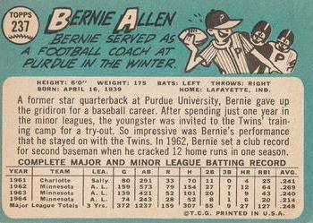 1965 Topps #237 Bernie Allen Back