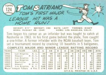 1965 Topps #124 Tom Satriano Back