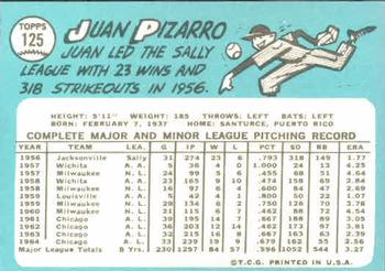 1965 Topps #125 Juan Pizarro Back