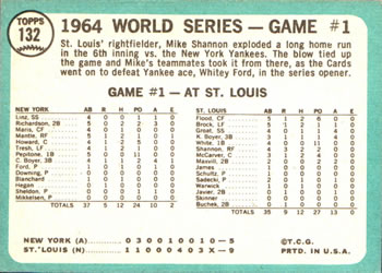 1965 Topps #132 World Series Game #1 - Cards Take Opener Back