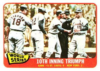 1965 Topps #136 World Series Game #5 - 10th Inning Triumph Front