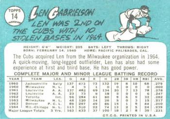 1965 Topps #14 Len Gabrielson Back