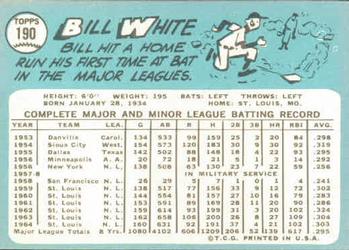 1965 Topps #190 Bill White Back