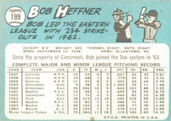 1965 Topps #199 Bob Heffner Back
