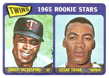 1965 Topps #201 Twins 1965 Rookie Stars (Sandy Valdespino / Cesar Tovar) Front