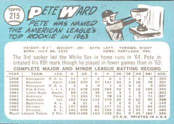 1965 Topps #215 Pete Ward Back