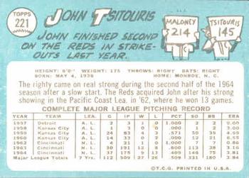 1965 Topps #221 John Tsitouris Back