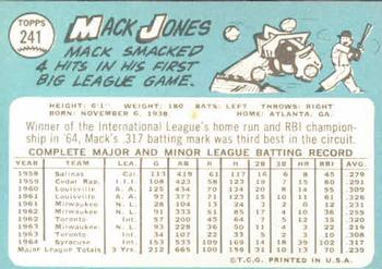 1965 Topps #241 Mack Jones Back