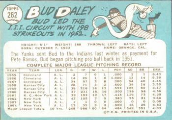 1965 Topps #262 Bud Daley Back