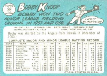 1965 Topps #26 Bobby Knoop Back