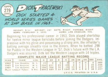 1965 Topps #279 Dick Tracewski Back