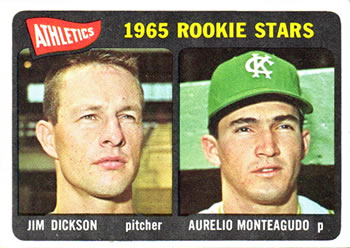 1965 Topps #286 Athletics 1965 Rookie Stars (Jim Dickson / Aurelio Monteagudo) Front